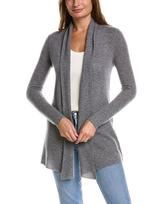 InCashmere Gray Open Front Cashmere Cardigan