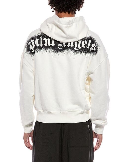 Palm Angels White Spray Bear Loose Hoodie for men