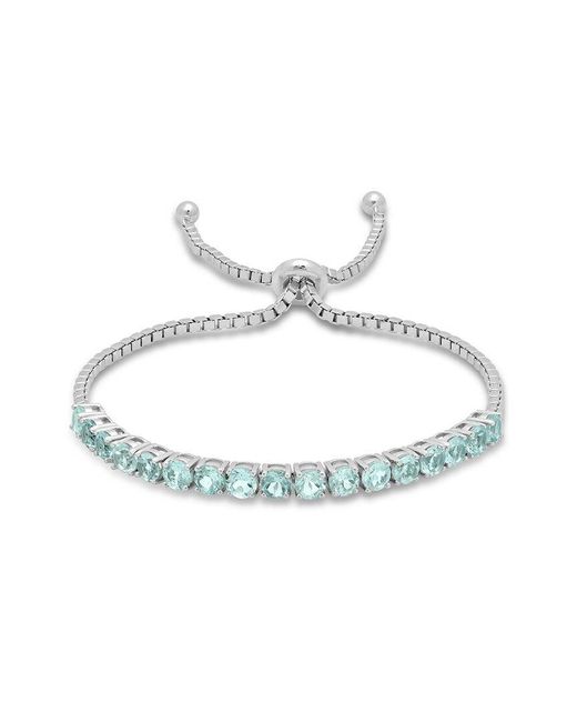MaxColor Metallic Silver 5.10 Ct. Tw. Blue Topaz Adjustable Bolo Bracelet