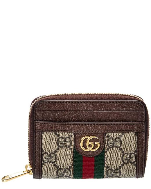 Gucci Ophidia GG Supreme Canvas & Leather Coin Purse in Brown | Lyst