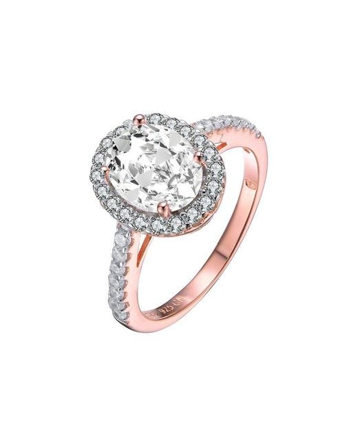 Genevive Jewelry White 14k Rose Gold Vermeil Ring