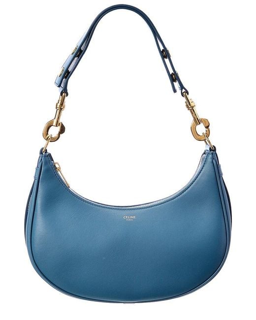 Céline Blue Ava Strap Medium Leather Hobo Bag