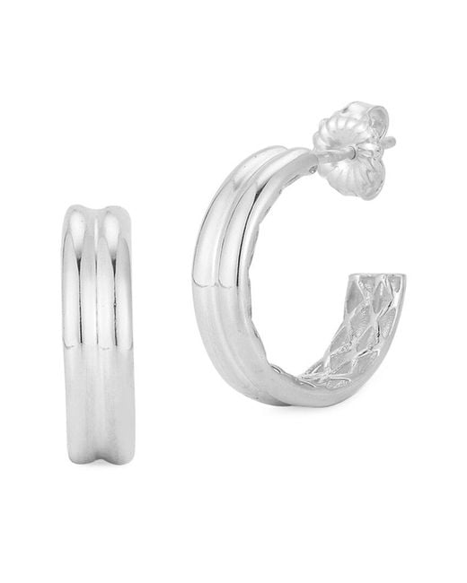 Chloe and Madison White Silver Double Row Hoops