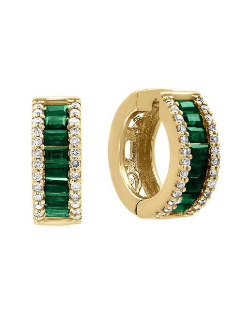 Effy Fine Jewelry Green 14K 1.49 Ct. Tw. Diamond & Emerald Earrings