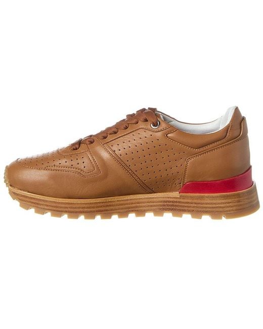 Isaia Brown Leather Sneaker for men