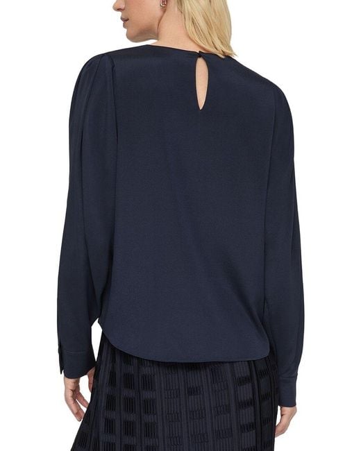 Lafayette 148 New York Blue Silk-Blend Blouse