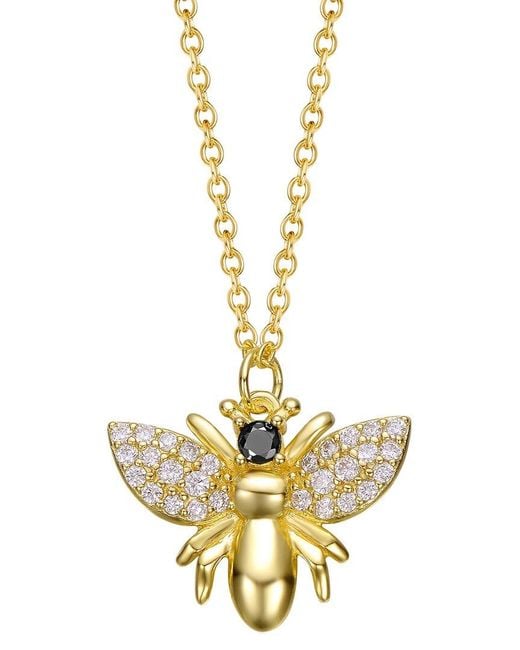 Rachel Glauber Metallic 14k Plated Cz Pendant Necklace