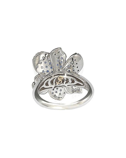 Suzy Levian Metallic 18k & Silver 1.74 Ct. Tw. Sapphire Flower Petal Ring