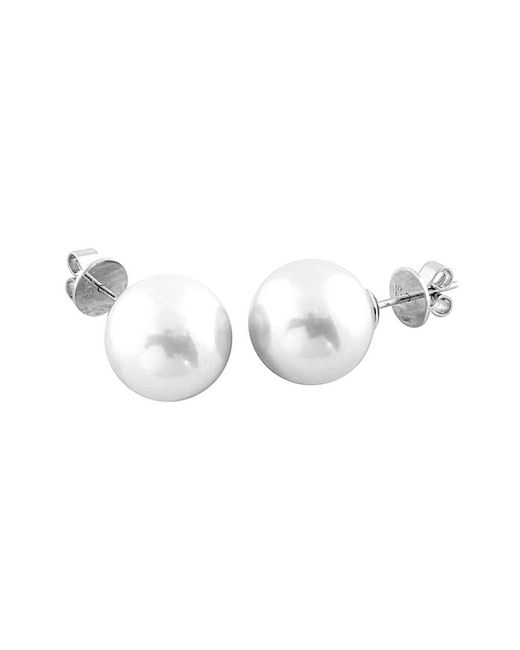 Splendid Metallic Rhodium Plated 14-15mm Pearl Earrings