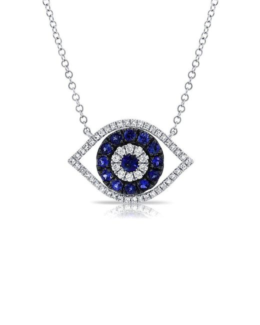 Sabrina Designs Blue 14K 0.61 Ct. Tw. Diamond & Sapphire Evil Eye Necklace