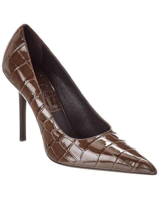 Michael Kors Brown Winona Croc-Embossed Leather Pump