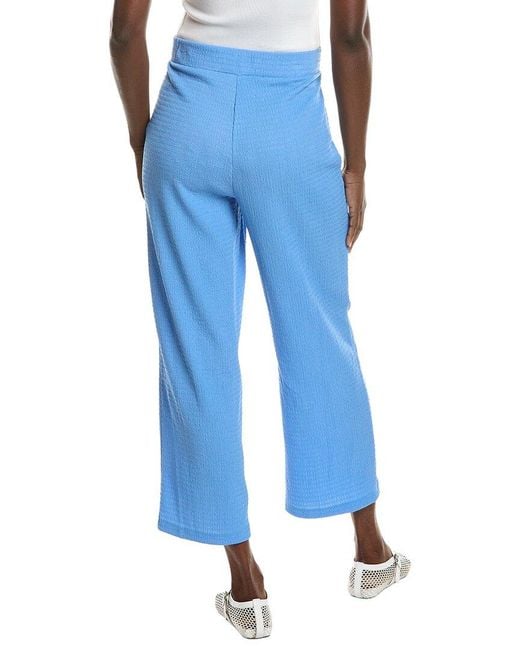 Jones New York Blue Seabreeze Crinkle Wide Leg Crop Pant