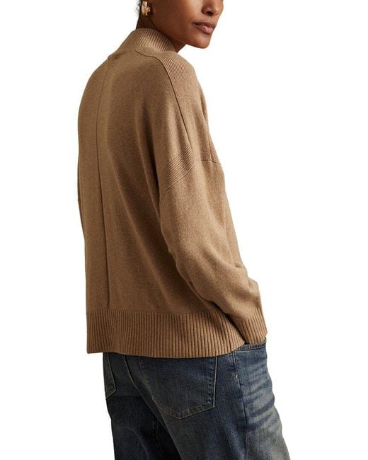Reiss Natural Alicia Knitted Funnel Neck Wool-Blend Top
