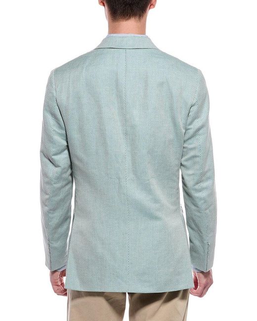 Isaia Blue Linen-Blend Jacket for men