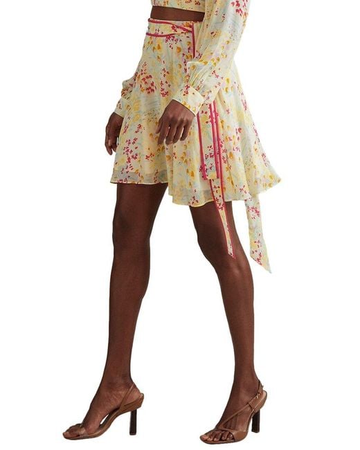 Reiss Natural Lyla Buttercup Printed Flippy Skirt