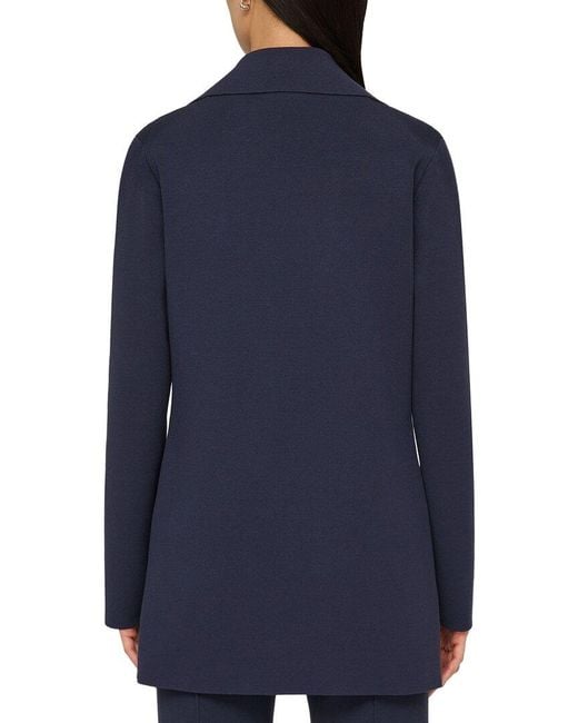 Lafayette 148 New York Blue Plus Double Breasted Knit Wool & Cashmere-Blend Jacket
