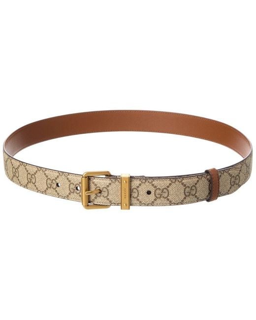 Gucci Gg Emblem Gg Supreme Canvas Leather Belt in Brown for Men