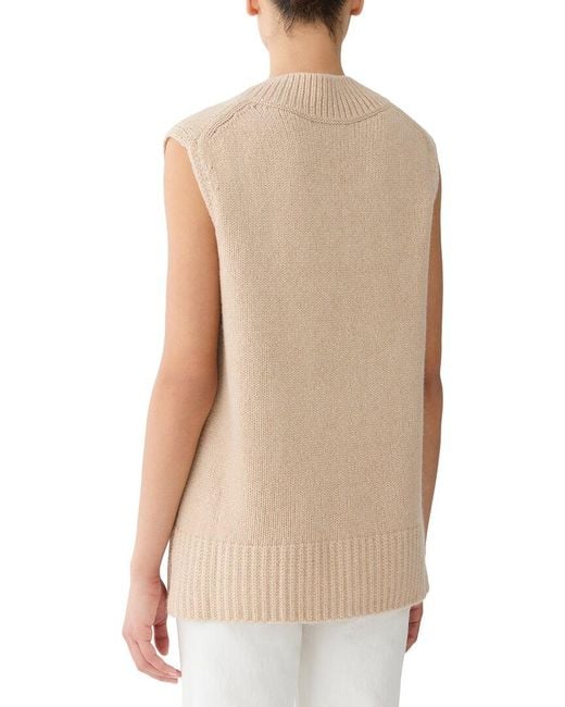 Lafayette 148 New York Natural Chunky Wide V-Neck Cashmere & Wool-Blend Sweater