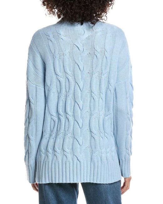 Forte Blue Luxe Wool & Cashmere-Blend Cable Sweater