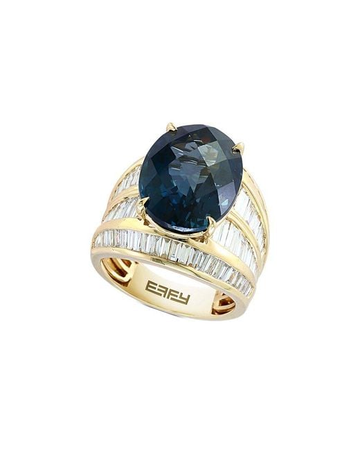 Effy Fine Jewelry Blue 14K 15.08 Ct. Tw. Diamond & London Topaz Ring
