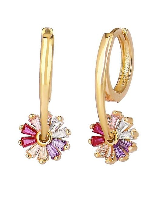 Gabi Rielle 14k Over Silver Crystal Flower Drop Huggie Earrings in ...