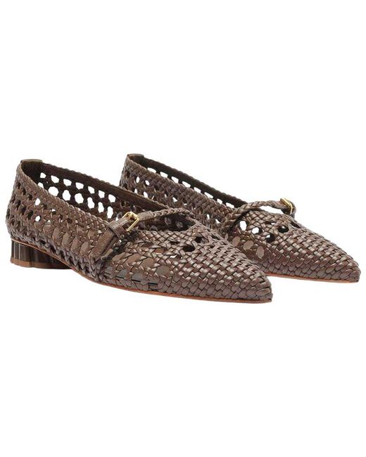 Farm Rio Brown Woven Leather Ballerina Flat