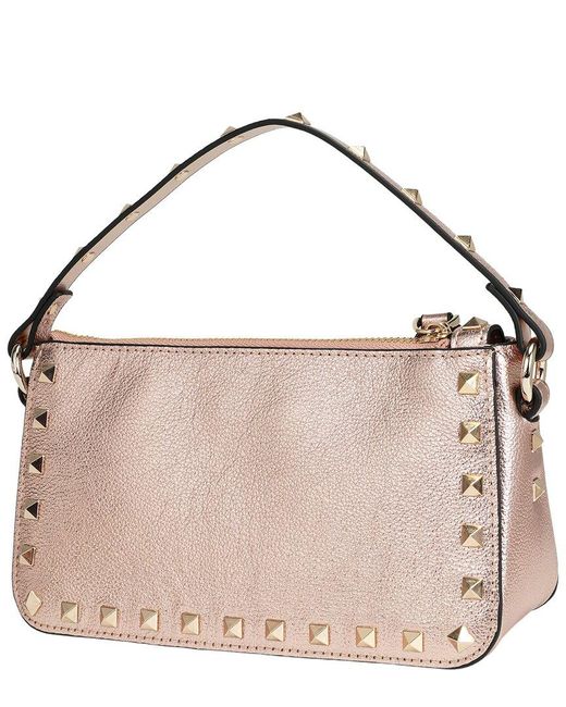 Tiffany & Fred Paris Natural Metallic Studded Convertible Shoulder Bag
