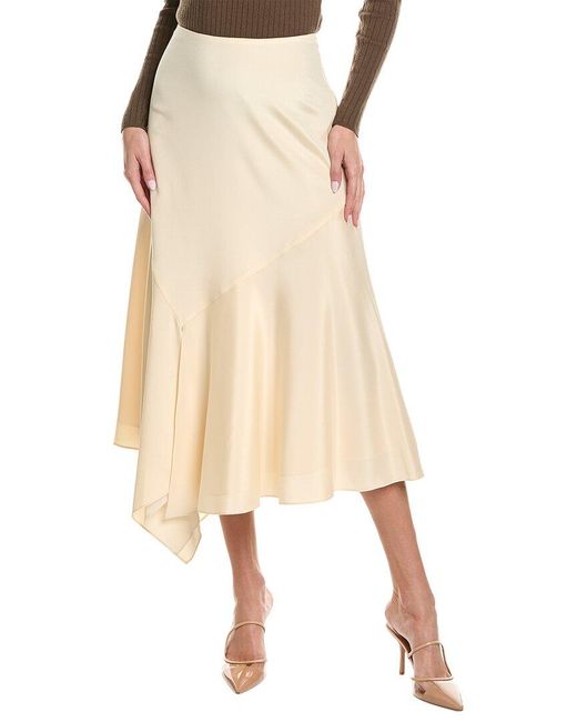 Lafayette 148 New York Natural Asymmetric Silk-blend Skirt