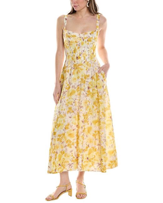 Bardot Yellow Lilah Corset Midi Dress