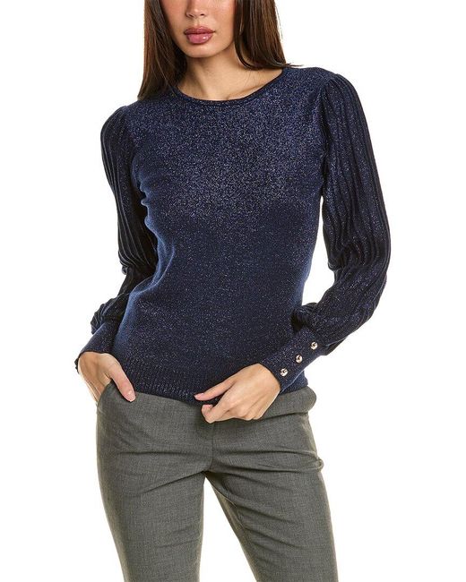 Nanette Lepore Blue Metallic Sweater