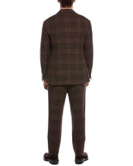Brunello Cucinelli Brown 2Pc Pleated-Front Wool & Silk-Blend Suit for men