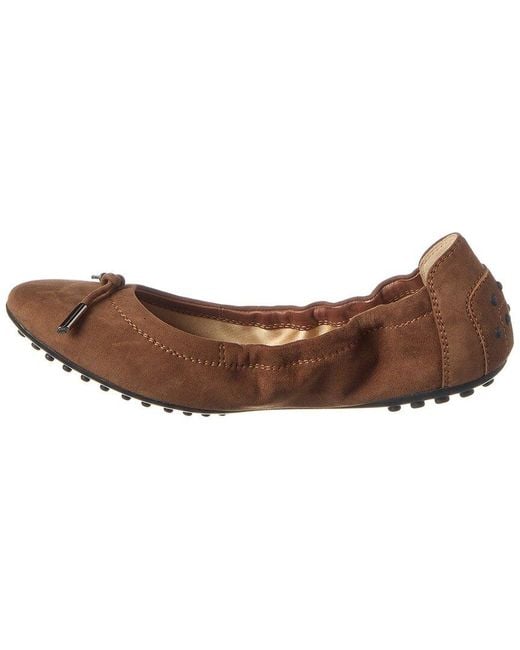 Tod's Brown Knot Detail Suede Flat