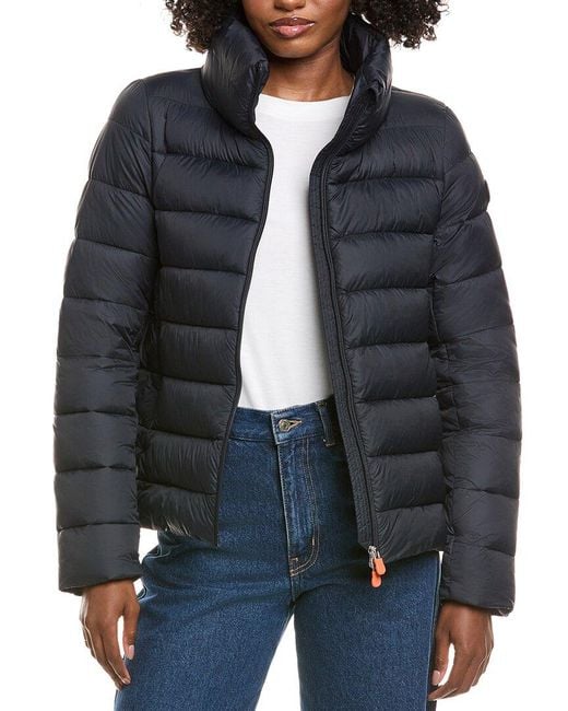 Save The Duck Black Eleonora Short Basic Funnel Neck Jacket