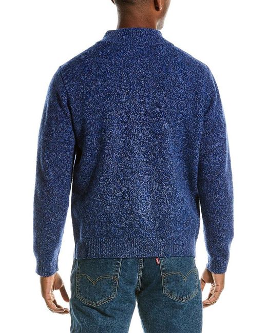 SCOTT & SCOTT LONDON Blue Wool 1/4-zip Mock Sweater for men