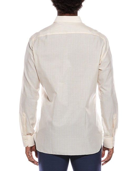 Isaia White Linen-Blend Shirt for men