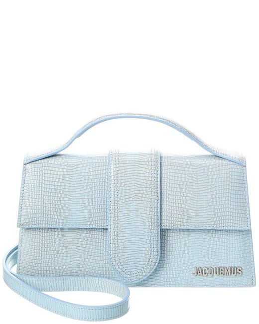 Jacquemus Blue The Bambino Small Lizard-Embossed Leather Shoulder Bag
