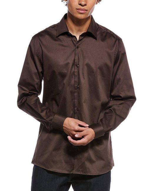 Tahari Brown Modern Fit Dress Shirt for men