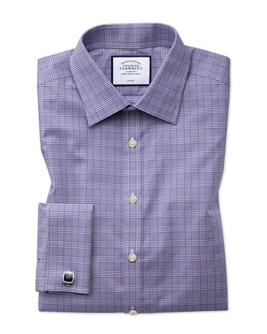 Charles Tyrwhitt Purple Non-iron Prince Of Wales Shirt for men