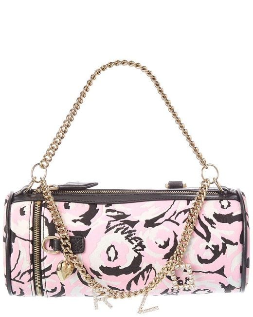 Roger Vivier Pink Charm Vivier Canvas & Leather Bowling Bag