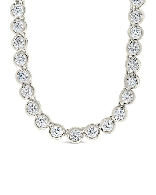 Sterling Forever Metallic 14K Plated Cz Helene Bezel Tennis Necklace