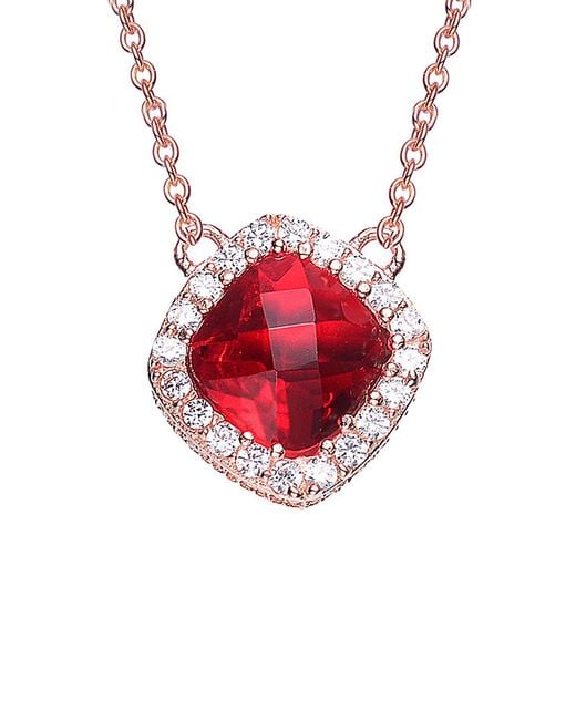 Genevive Jewelry Red 14k Rose Gold Vermeil Necklace