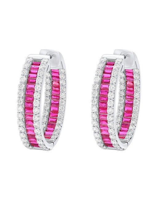 Diana M Pink Fine Jewelry 14k 7.88 Ct. Tw. Diamond & Ruby Earrings