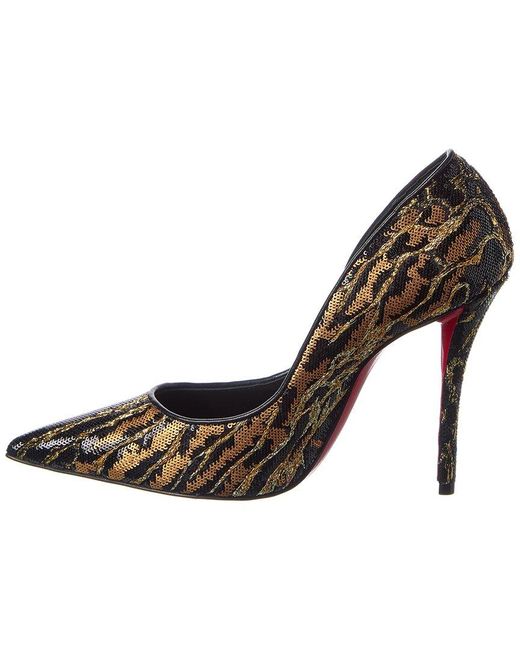 Christian Louboutin Black Miss Z Ocelot 100 Leather Pump