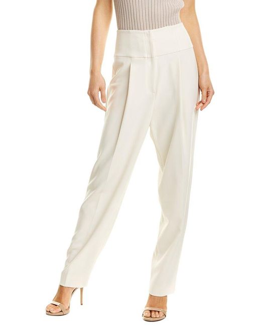 Theory Pleated Carrot Pant in White | Lyst