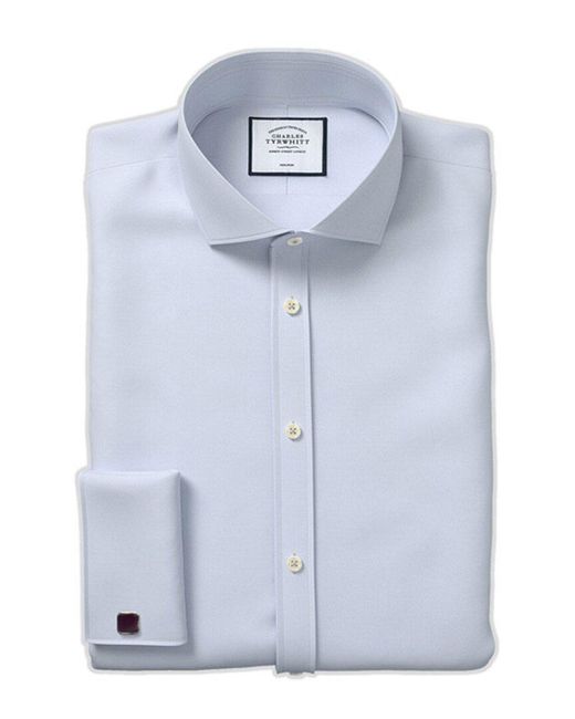 Charles Tyrwhitt Blue Non-iron Twill Cutaway Slim Fit Shirt for men