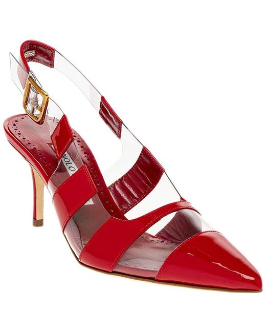 Manolo Blahnik Red Uxra Patent Pump