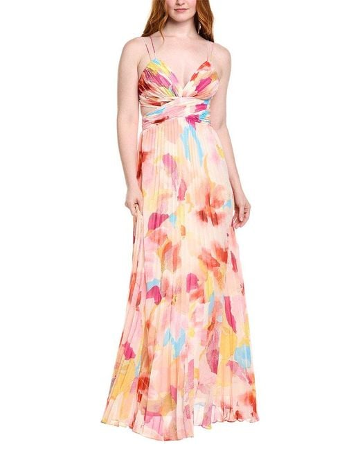 AMUR Pink Lisle Pleated Gown
