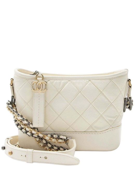 Chanel Natural White Aged Calfskin Gabrielle Small Hobo (authentic Pre-loved)