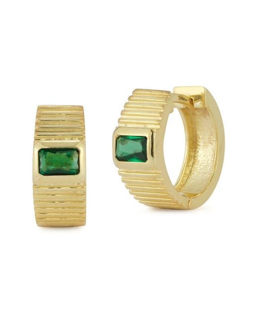 Chloe and Madison Multicolor 14k Over Silver Cz Huggie Earrings