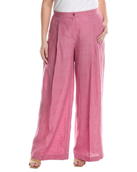 Marina Rinaldi Pink Plus Ricciolo Linen Trouser